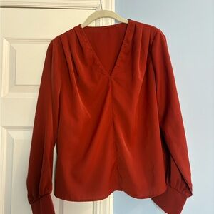 Elegant Red V-Neck Women's Top